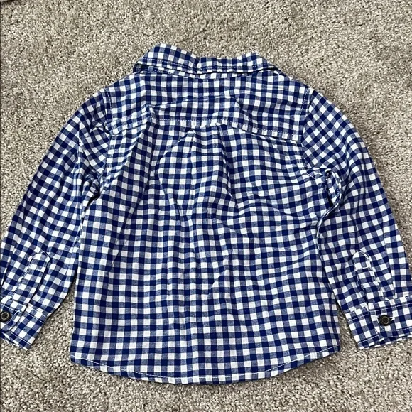 Cat & Jack Kids Navy Plaid Button-Up Shirt - Picture 4 of 4